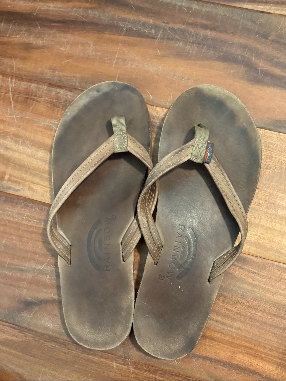Rainbow Women’s Leather Flip Flops Brown Size 7 Single Layer Sandals